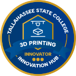 3D Printing innovator level circular badge.