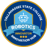 Robotics innovator level circular badge.