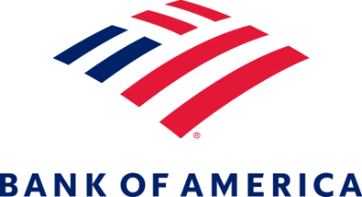 Red and blue Bank of America Logo.